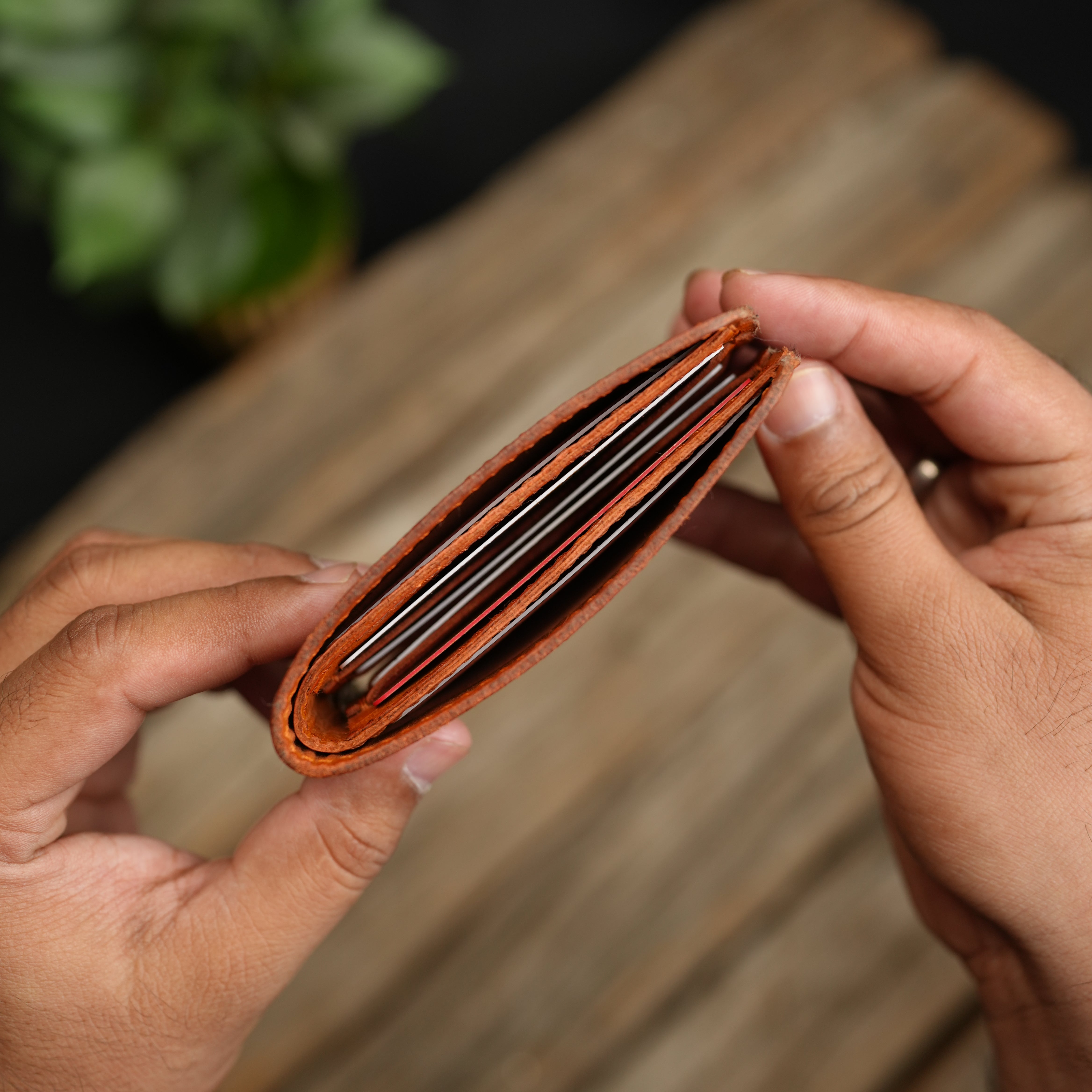 No. 81 classic full stitched bifold wallet Vintage Tan Color