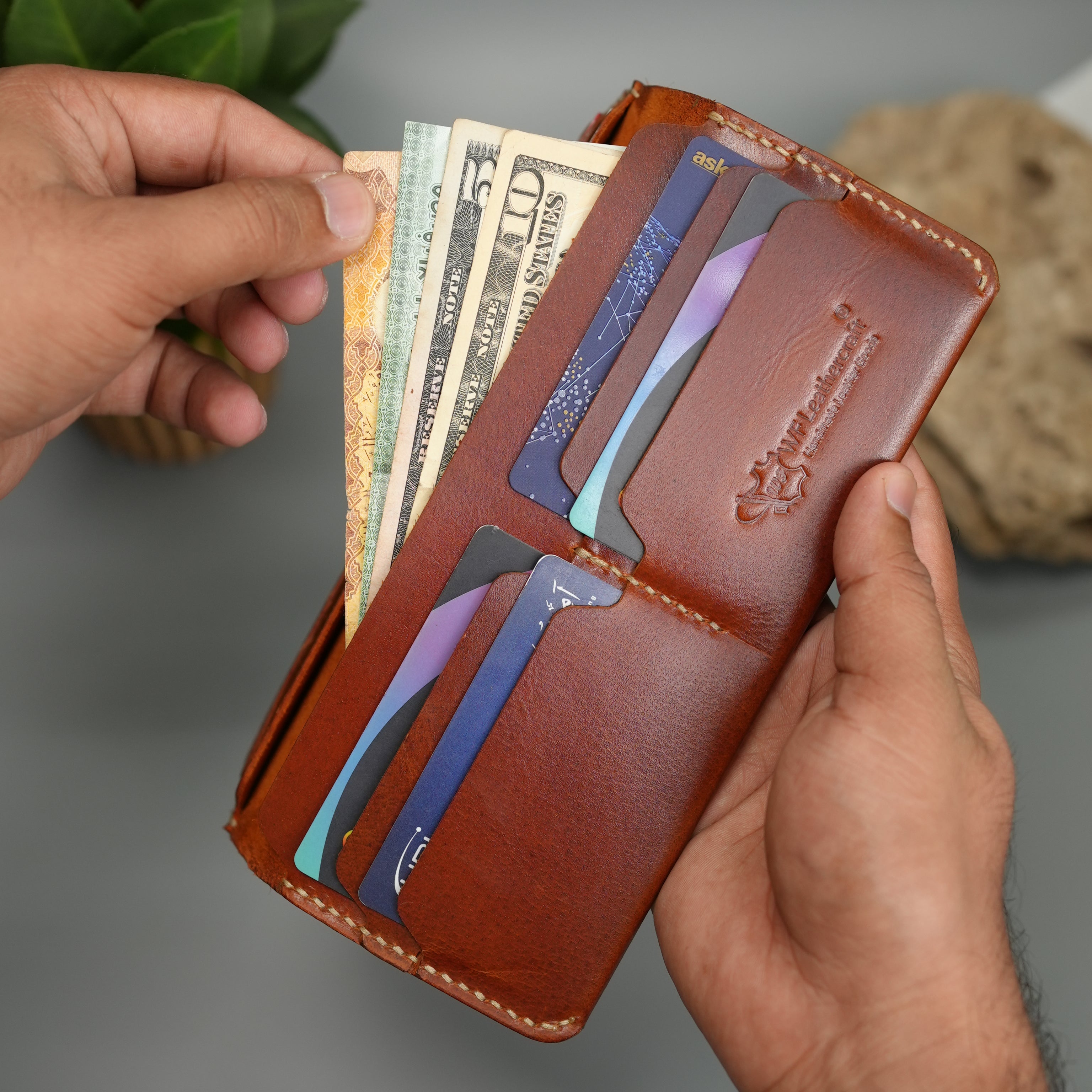 No. 111 Bifold Long leather wallet Brithish Tan Color